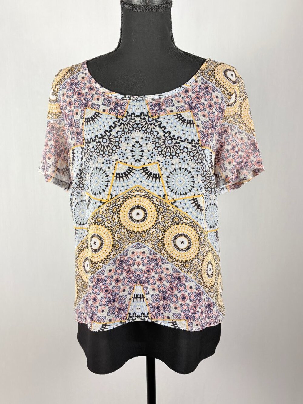 Dana Buchman | Mixed Print Layered Look Blouse | Women’s L | Boho